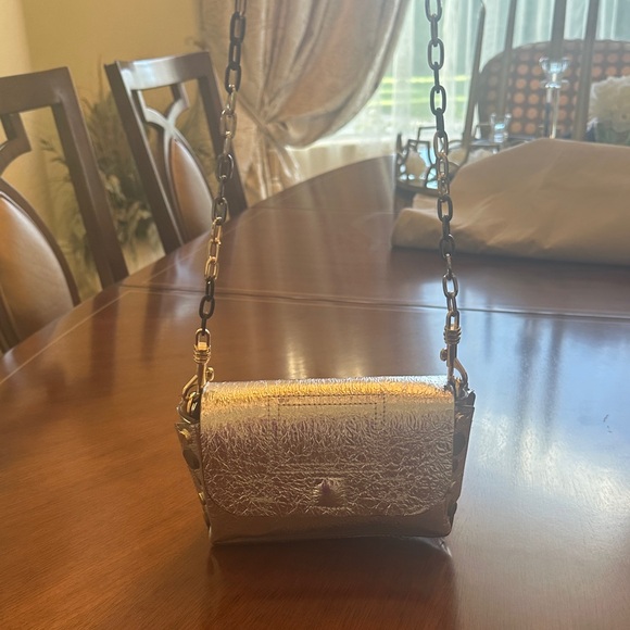 Zadig & Voltaire silver foil leather mini Bag, silver metal chain. Rare Find! - Picture 12 of 12